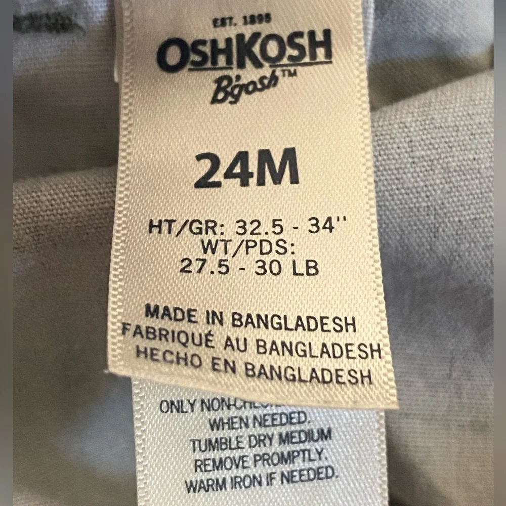 Oshkosh Overalls Size 2T Gray Camo Print Cotton Outdoor Summer